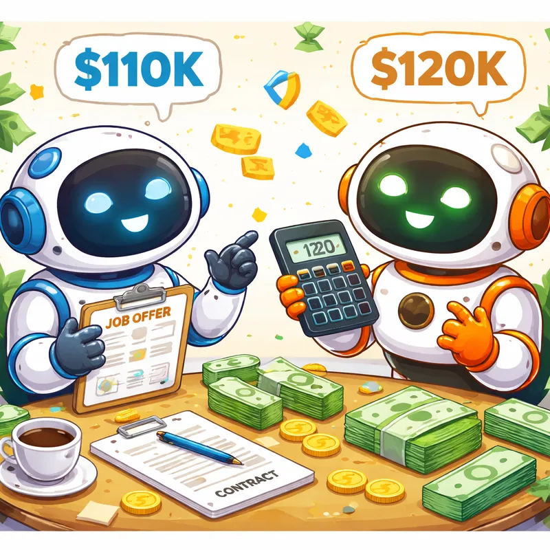 playful ai agents who are Negotiating a job offer salary.