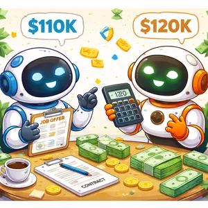 playful ai agents who are Negotiating a job offer salary.